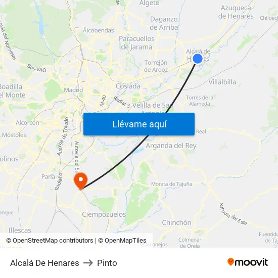 Alcalá De Henares to Pinto map