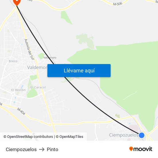 Ciempozuelos to Pinto map