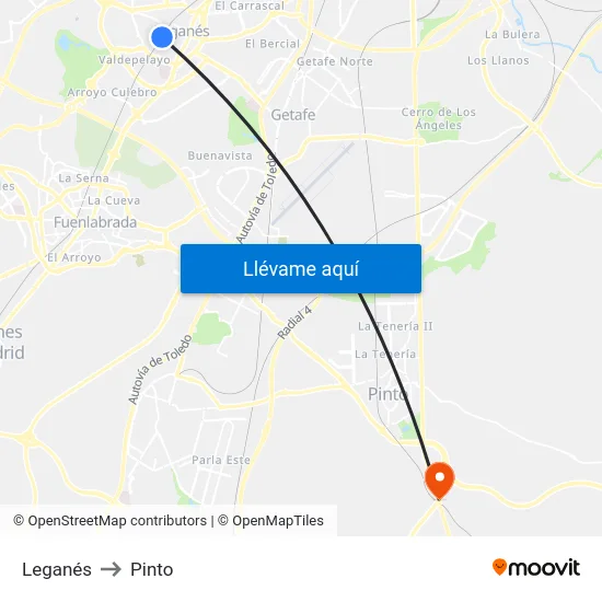 Leganés to Pinto map