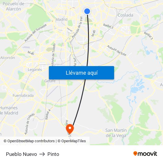 Pueblo Nuevo to Pinto map