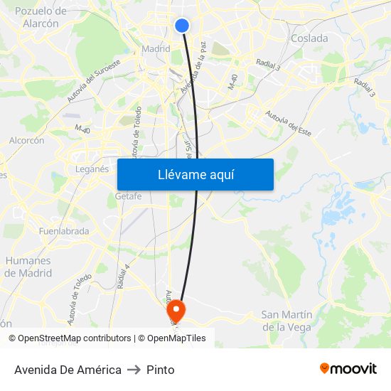 Avenida De América to Pinto map