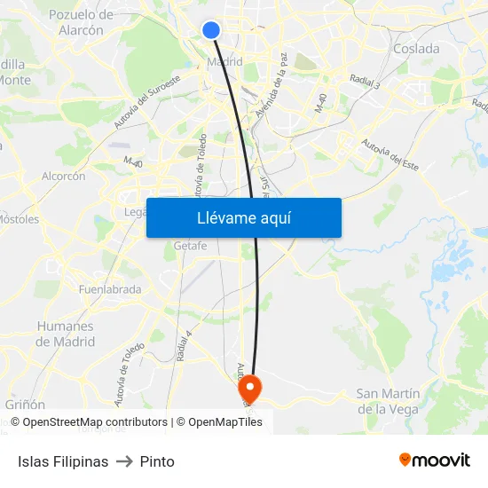 Islas Filipinas to Pinto map