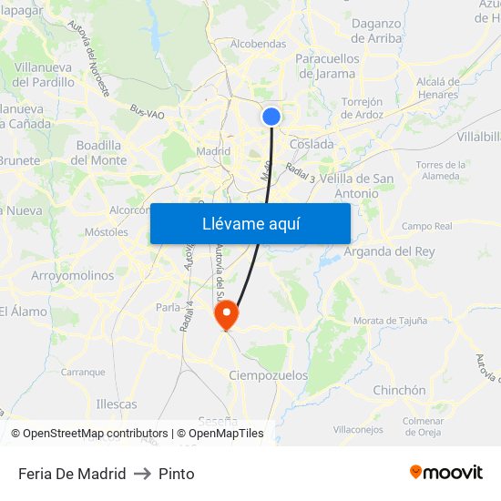 Feria De Madrid to Pinto map