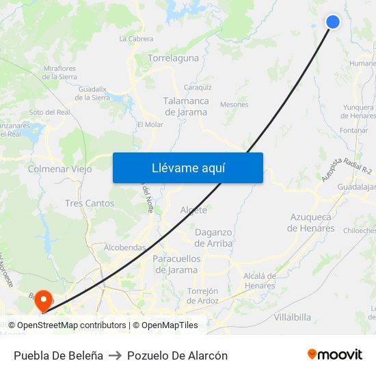 Puebla De Beleña to Pozuelo De Alarcón map