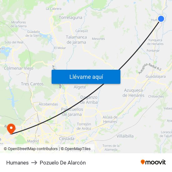 Humanes to Pozuelo De Alarcón map