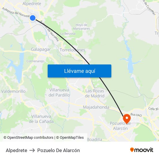 Alpedrete to Pozuelo De Alarcón map