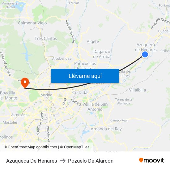 Azuqueca De Henares to Pozuelo De Alarcón map