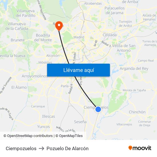 Ciempozuelos to Pozuelo De Alarcón map