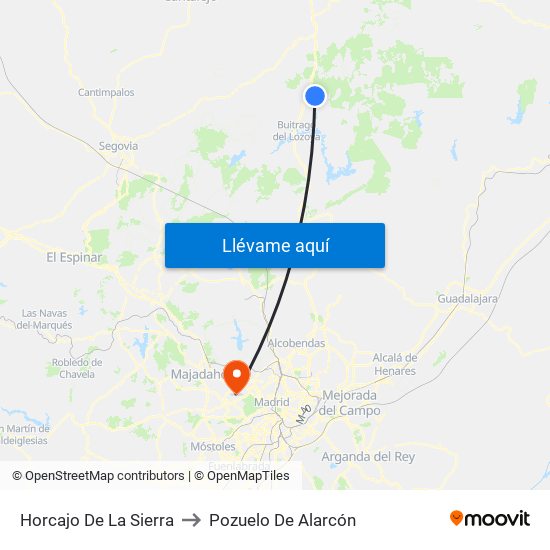 Horcajo De La Sierra to Pozuelo De Alarcón map