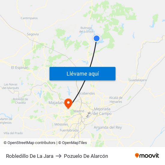 Robledillo De La Jara to Pozuelo De Alarcón map