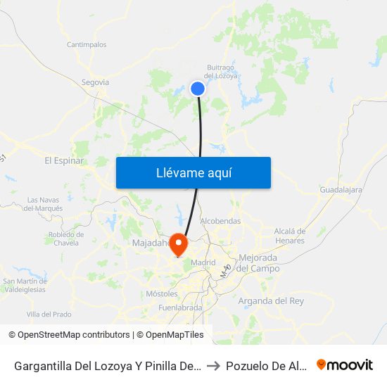 Gargantilla Del Lozoya Y Pinilla De Buitrago to Pozuelo De Alarcón map