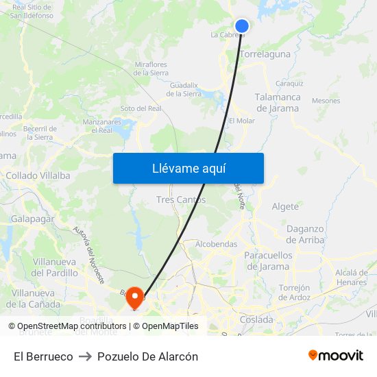 El Berrueco to Pozuelo De Alarcón map