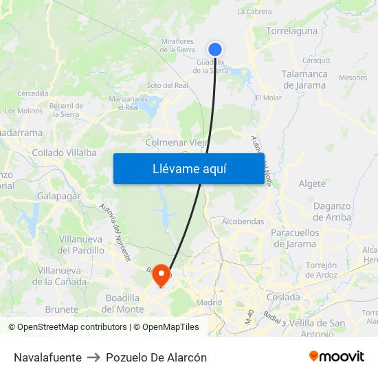 Navalafuente to Pozuelo De Alarcón map