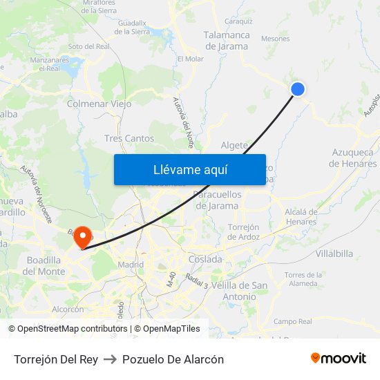 Torrejón Del Rey to Pozuelo De Alarcón map