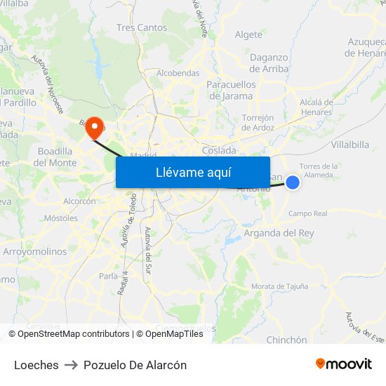 Loeches to Pozuelo De Alarcón map