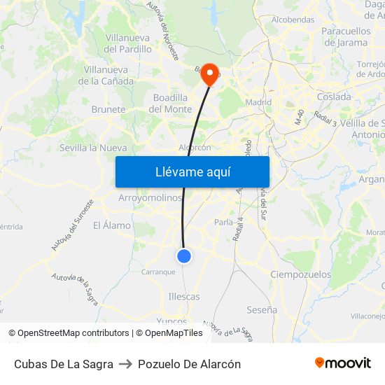 Cubas De La Sagra to Pozuelo De Alarcón map