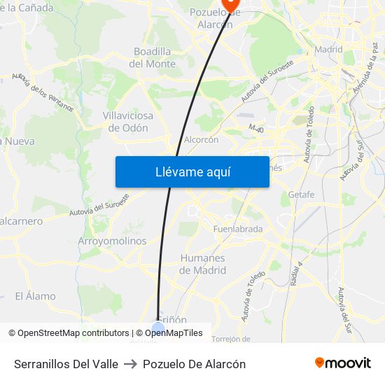 Serranillos Del Valle to Pozuelo De Alarcón map