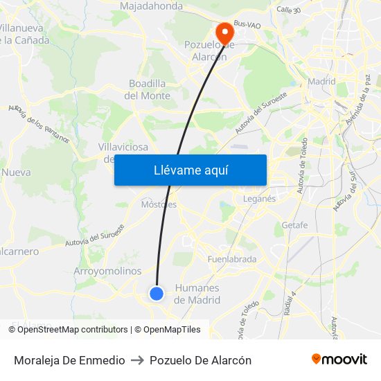 Moraleja De Enmedio to Pozuelo De Alarcón map