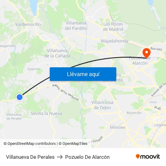 Villanueva De Perales to Pozuelo De Alarcón map