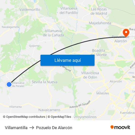 Villamantilla to Pozuelo De Alarcón map