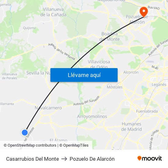 Casarrubios Del Monte to Pozuelo De Alarcón map