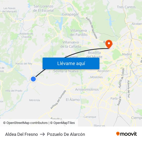 Aldea Del Fresno to Pozuelo De Alarcón map