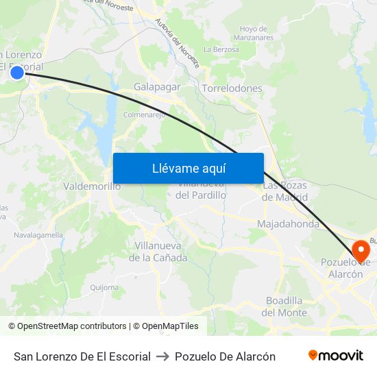 San Lorenzo De El Escorial to Pozuelo De Alarcón map