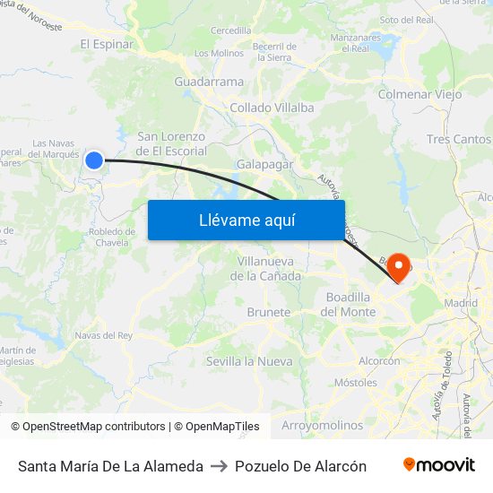 Santa María De La Alameda to Pozuelo De Alarcón map