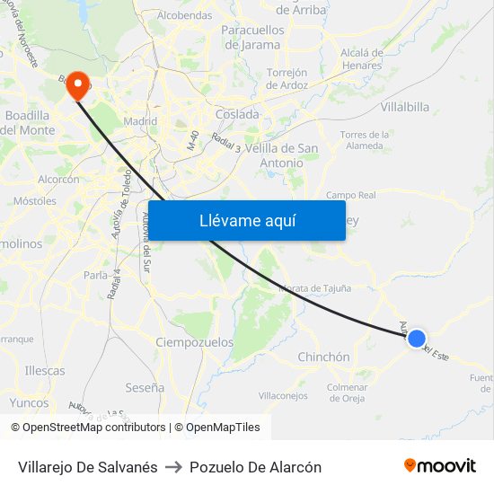 Villarejo De Salvanés to Pozuelo De Alarcón map