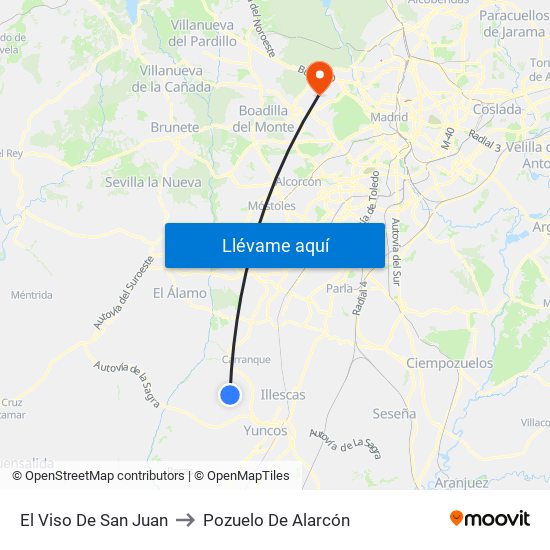 El Viso De San Juan to Pozuelo De Alarcón map