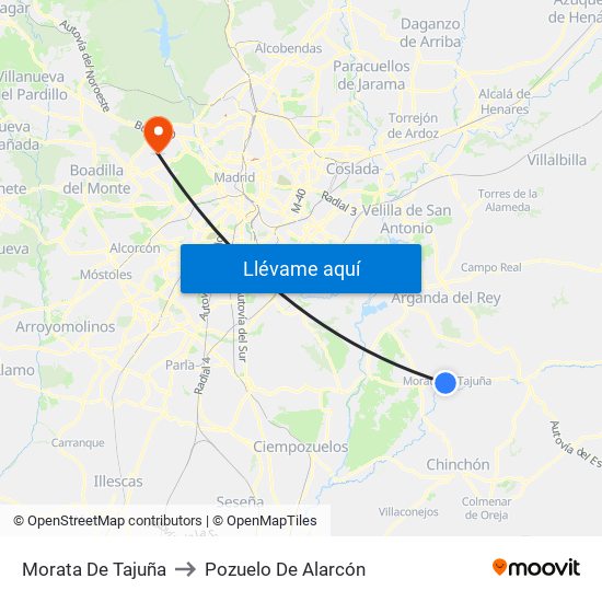 Morata De Tajuña to Pozuelo De Alarcón map