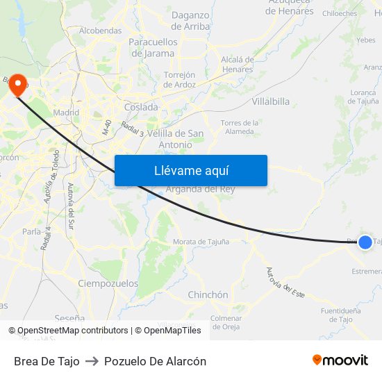Brea De Tajo to Pozuelo De Alarcón map