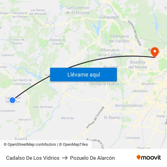 Cadalso De Los Vidrios to Pozuelo De Alarcón map