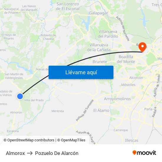 Almorox to Pozuelo De Alarcón map