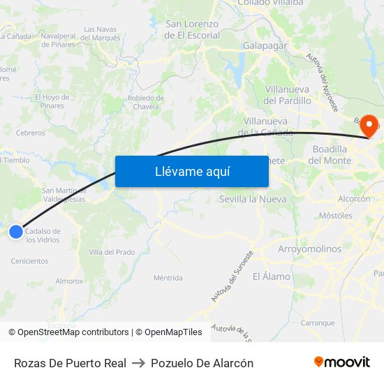 Rozas De Puerto Real to Pozuelo De Alarcón map
