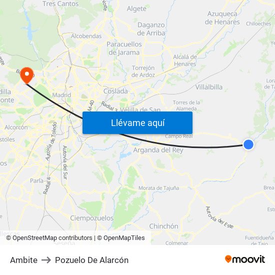 Ambite to Pozuelo De Alarcón map