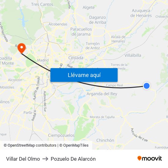 Villar Del Olmo to Pozuelo De Alarcón map
