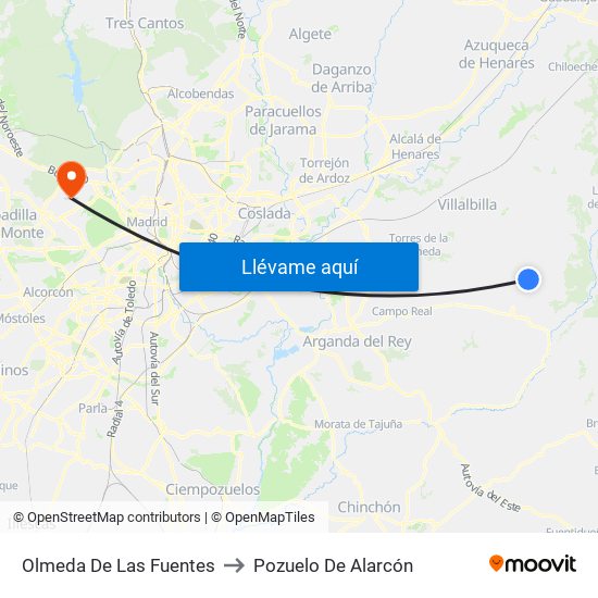 Olmeda De Las Fuentes to Pozuelo De Alarcón map
