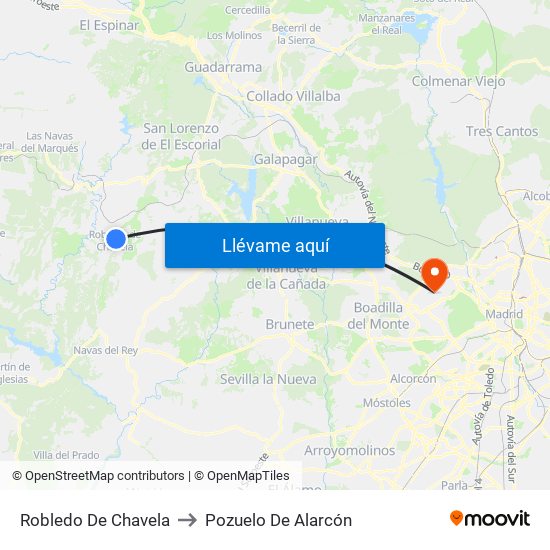 Robledo De Chavela to Pozuelo De Alarcón map