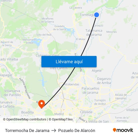 Torremocha De Jarama to Pozuelo De Alarcón map