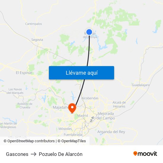 Gascones to Pozuelo De Alarcón map