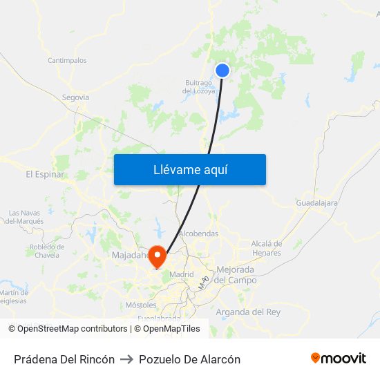 Prádena Del Rincón to Pozuelo De Alarcón map