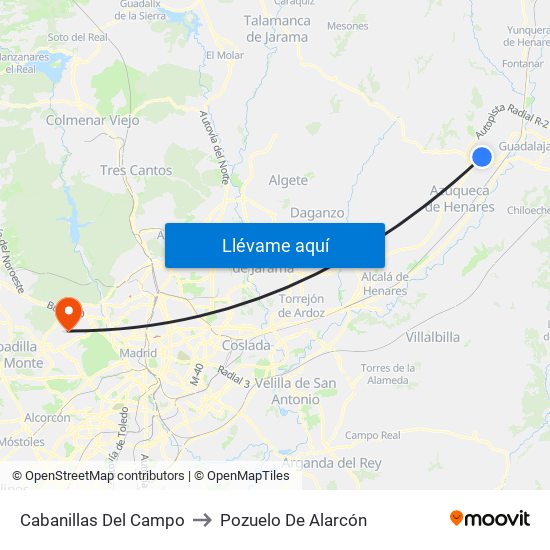 Cabanillas Del Campo to Pozuelo De Alarcón map