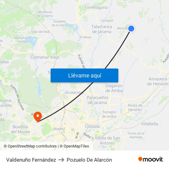 Valdenuño Fernández to Pozuelo De Alarcón map