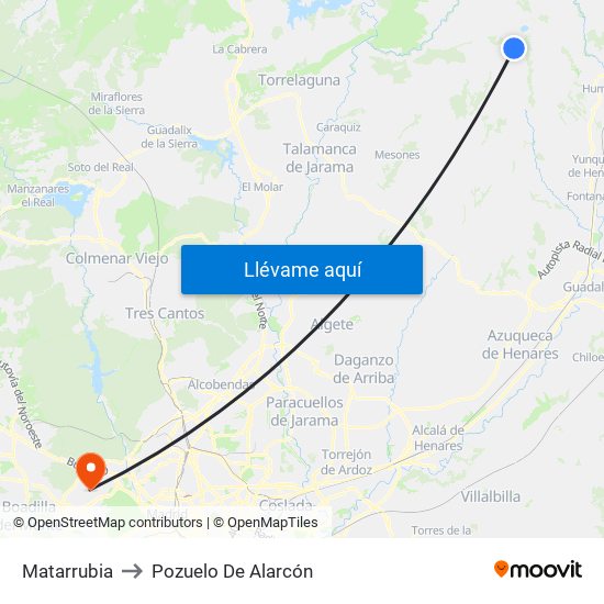 Matarrubia to Pozuelo De Alarcón map