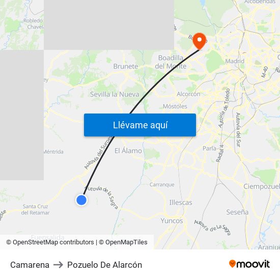 Camarena to Pozuelo De Alarcón map