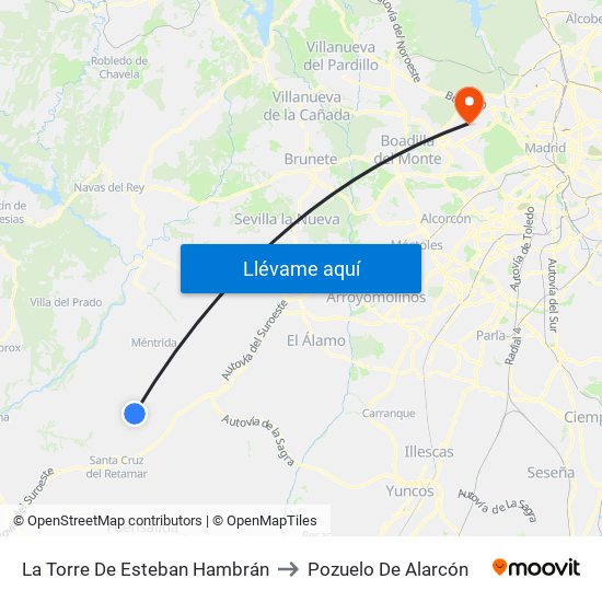 La Torre De Esteban Hambrán to Pozuelo De Alarcón map