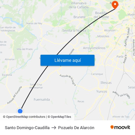 Santo Domingo-Caudilla to Pozuelo De Alarcón map
