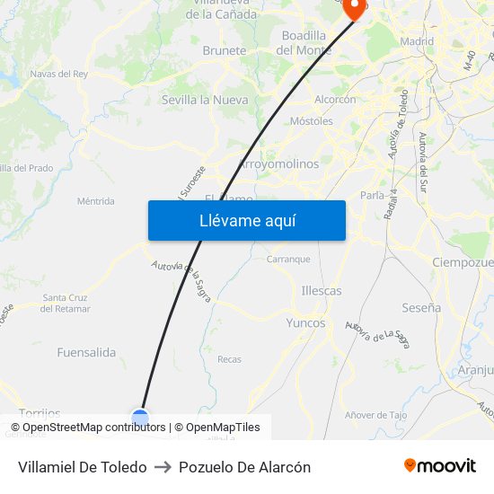 Villamiel De Toledo to Pozuelo De Alarcón map