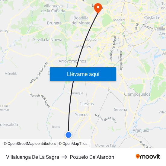 Villaluenga De La Sagra to Pozuelo De Alarcón map